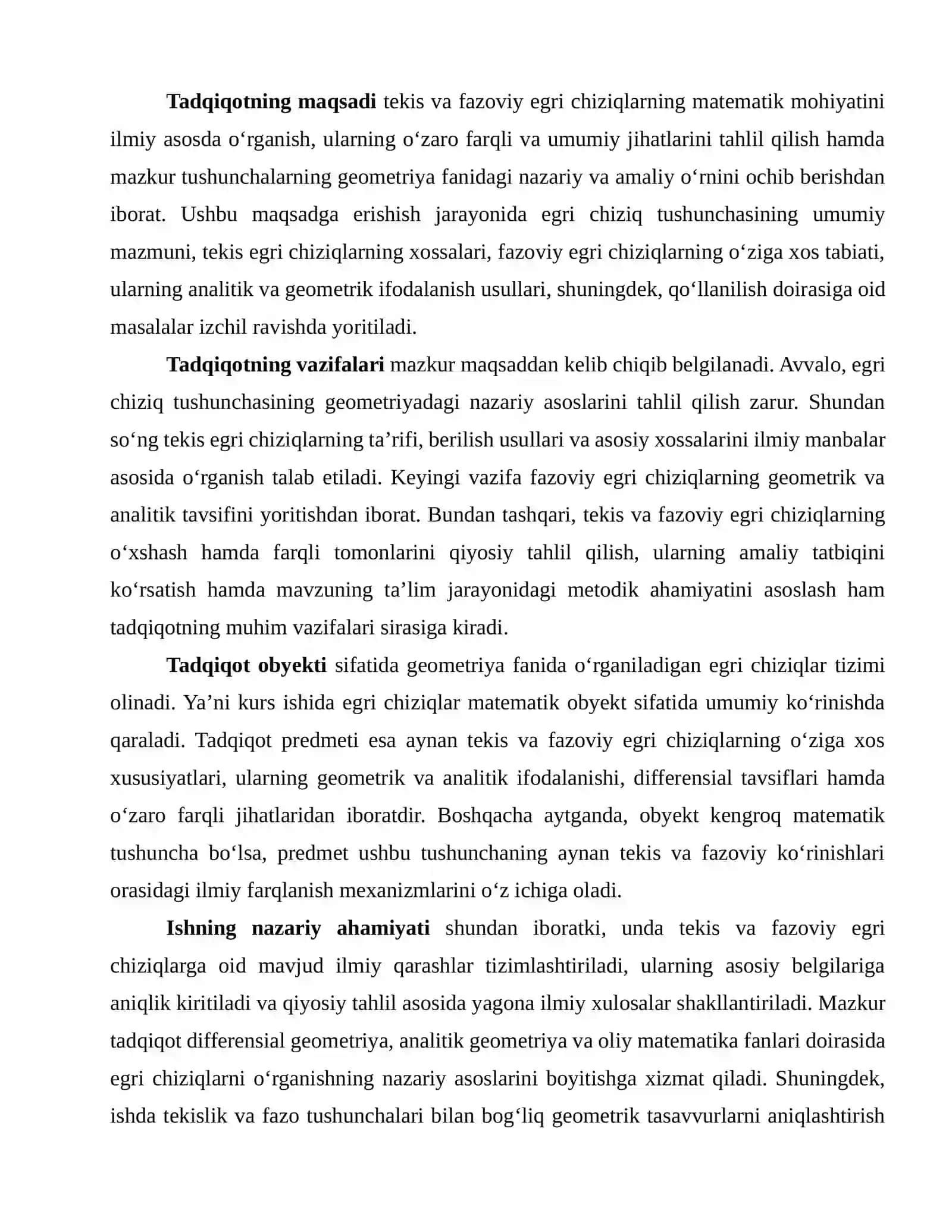Tekis va Fazoviy Egri Chiziqlar Farqi 3