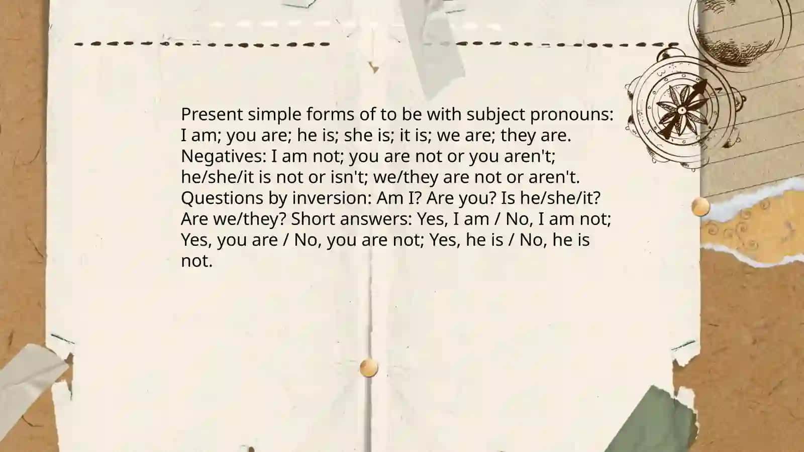Present simple forms of "to be" 3