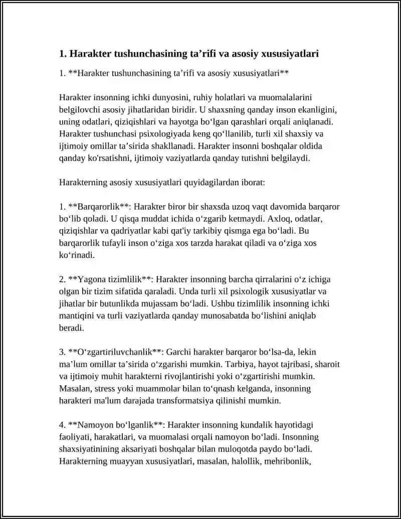 HARAKTER XAQIDA TUSHUNCHA 3