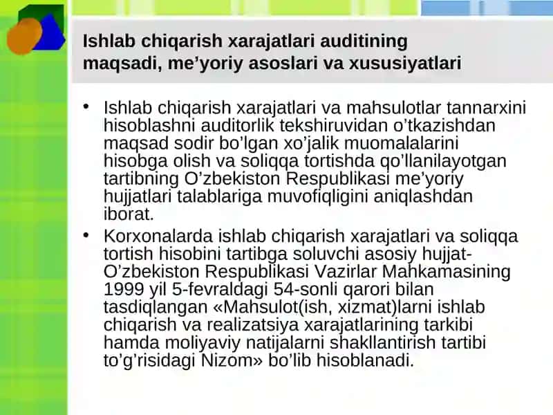Mahsulot ishlab chiqarish va sotishning auditi 3
