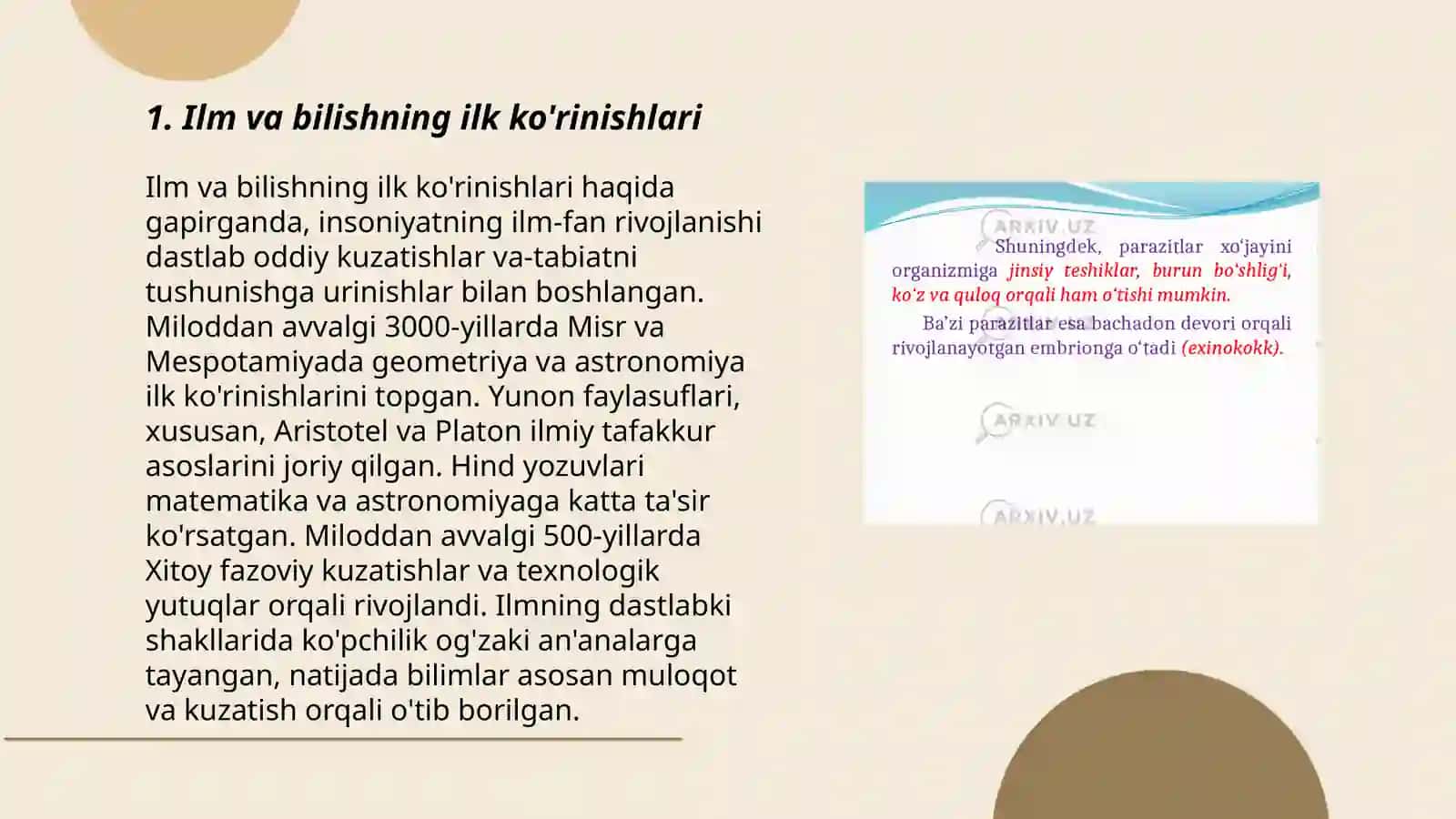 Ilm va bilishning ilk ko'rinishlari 3