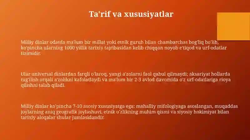 Milliy dinlar 3
