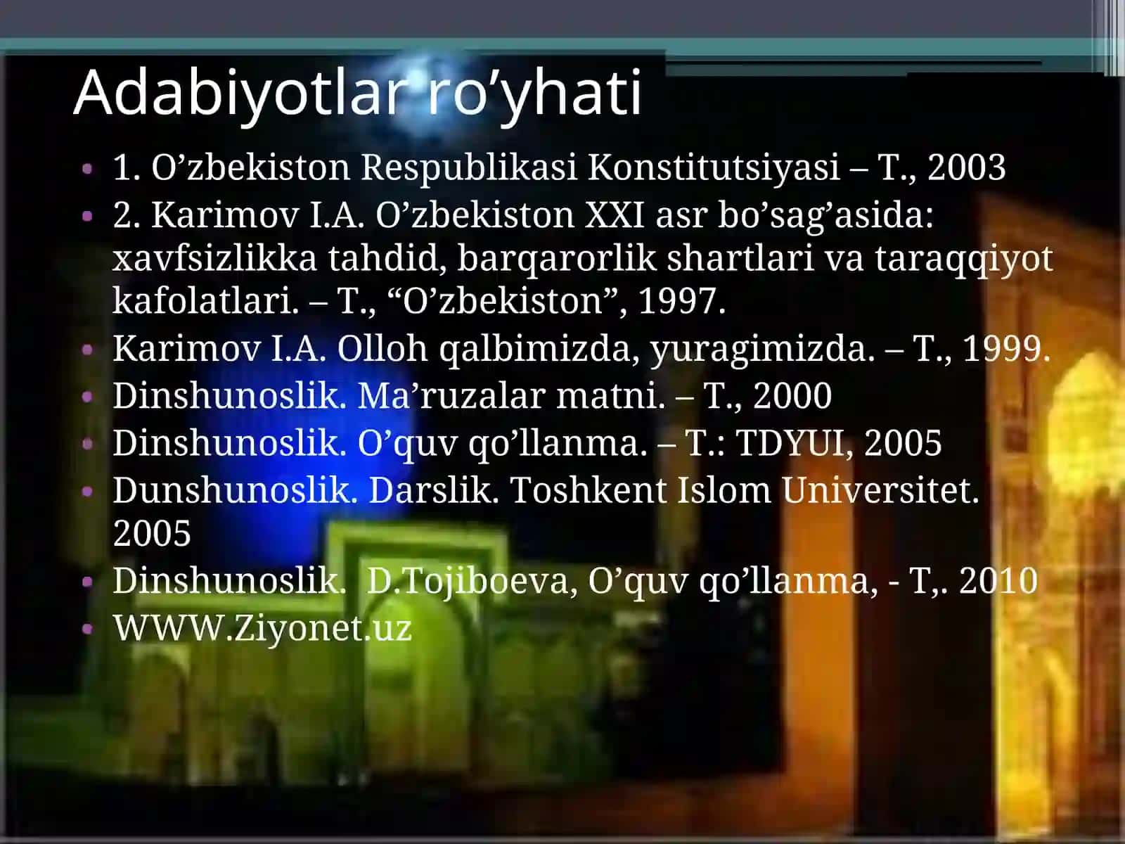 Dinshunoslik faniga kirish 3