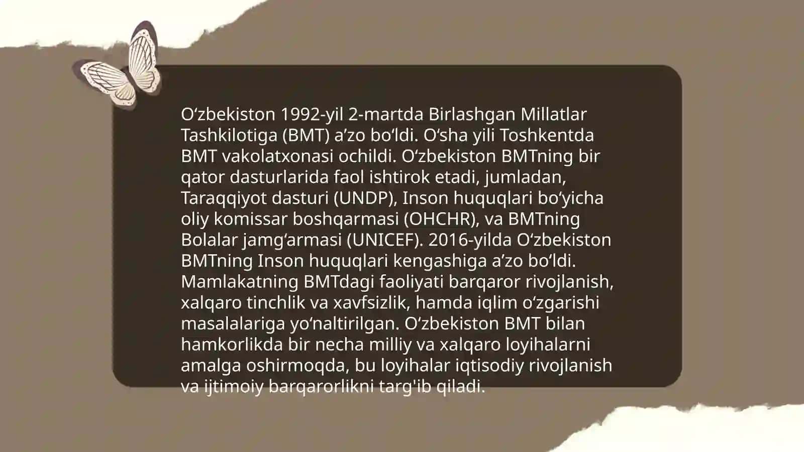 O'zbekistonning xalqaro tashkilotlar bilan hamkorlik aloqalari 3
