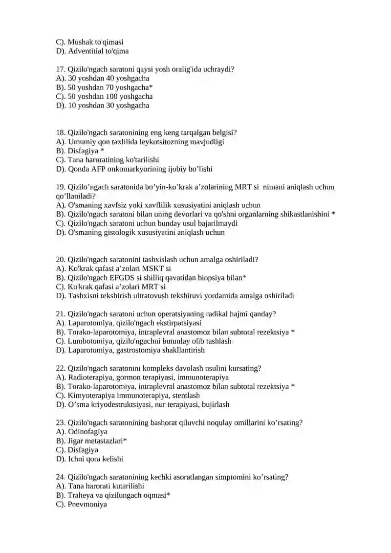 Qizil o'ngach saratoni 3
