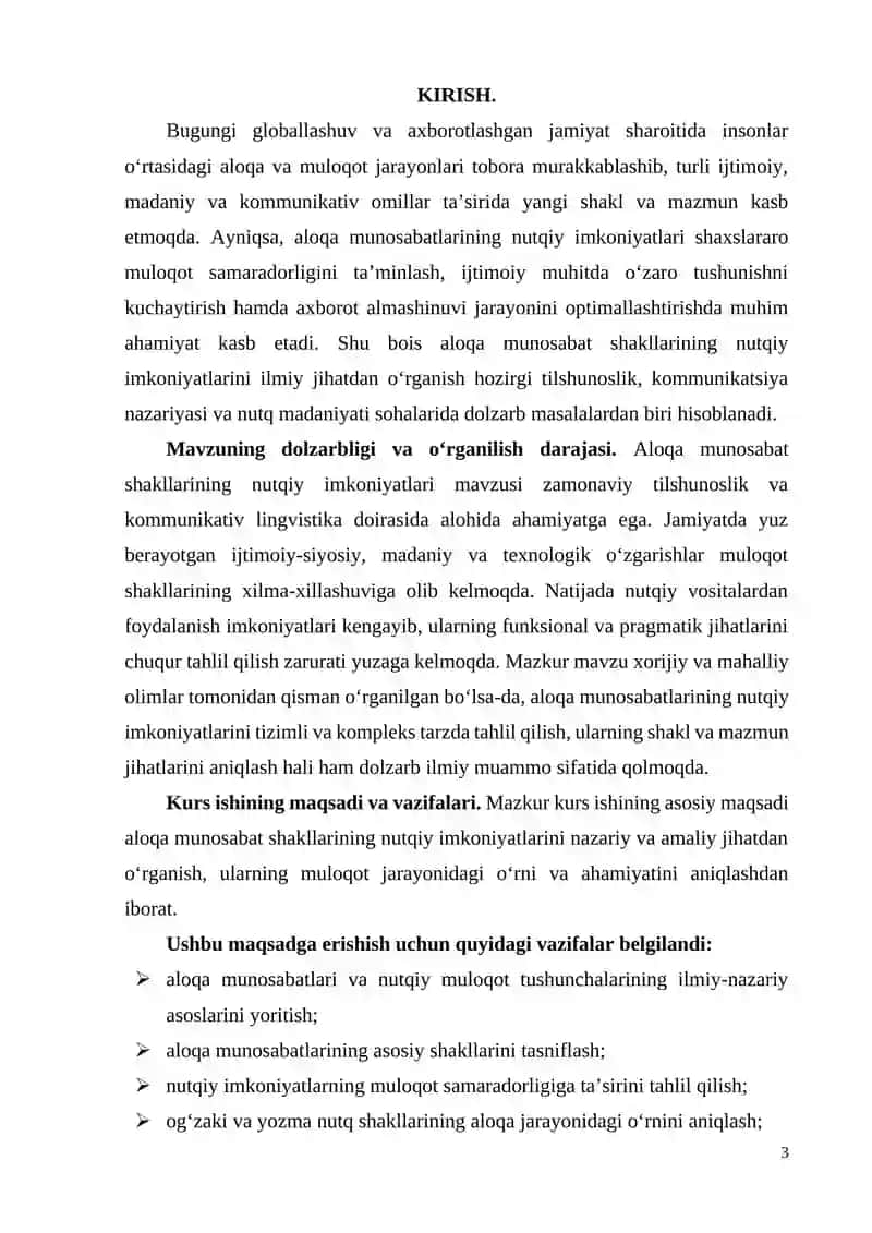 Aloqa munosabat shakllarining nutqiy imkoniyatlari 3