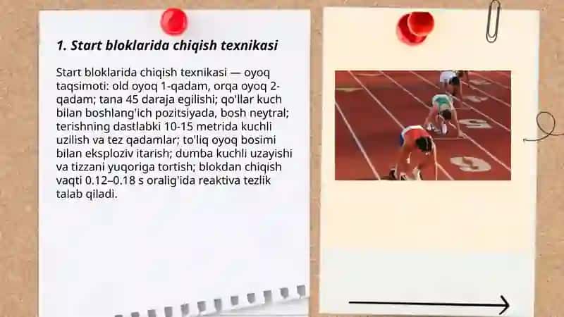 Qisqa masofalarga yugurish texnikasi 3