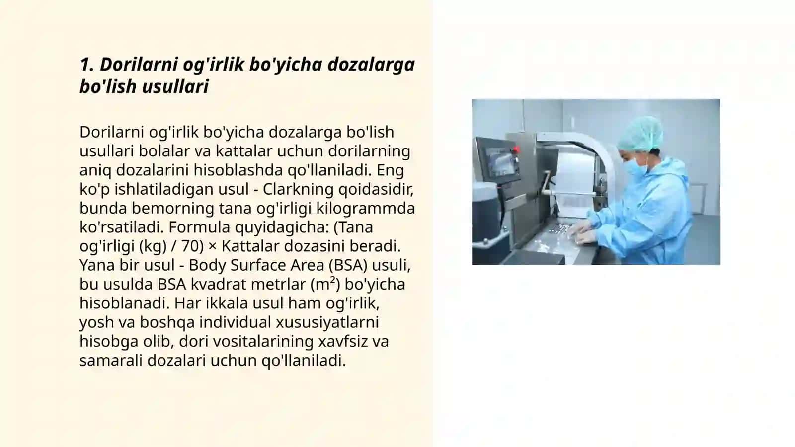 Dorilarni og'irlik bo'yicha dozalarga bo'lish Maydalash 3