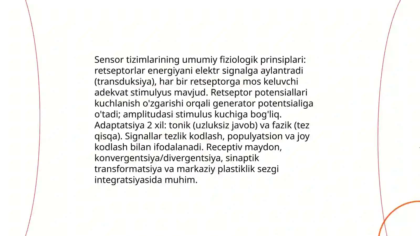 Sensor tizimlar fiziologiyasi 3