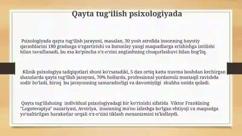 Qayta tugʻilish psixologiyada 3