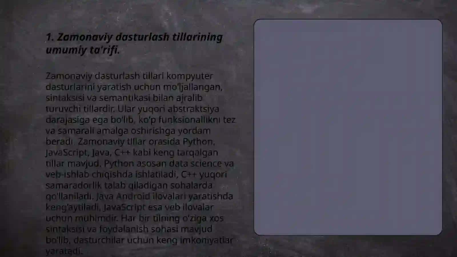 Zamonaviy dasturlash tillari tahlili 3