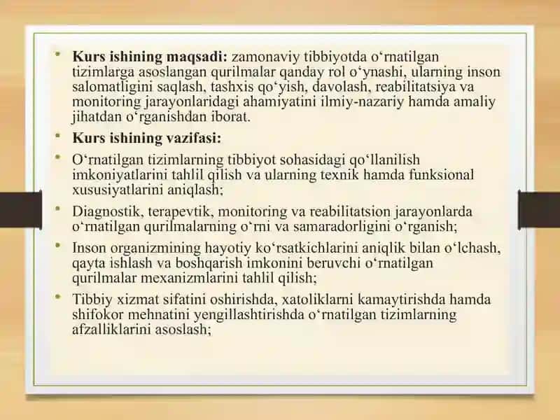 TIBBIYOT SOHASIDA O‘RNATILGAN QURILMALAR VA ULARNING AHAMIYATI 3