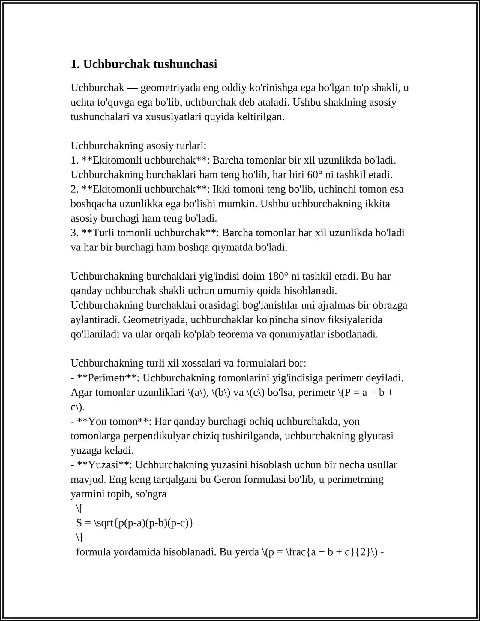 TO'G'RI BURCHAKLI UCHBURCHAK 3