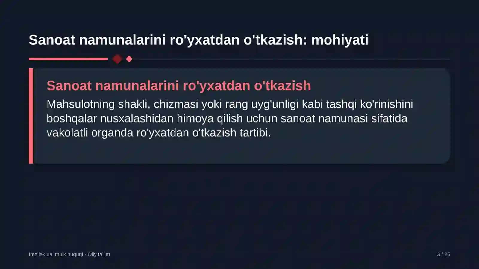 Sanoat namunalarini ro'yxatdan o'tkazish: mohiyati 3
