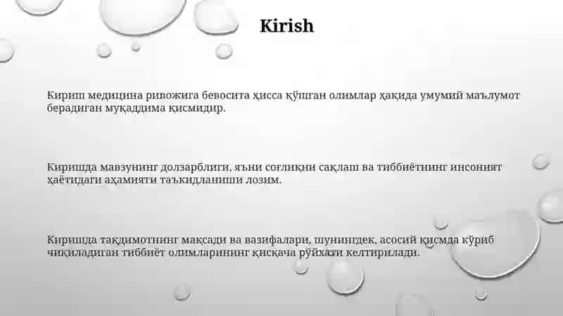 Tibbiyot rivojiga xissa qo'shgan olimlar 3