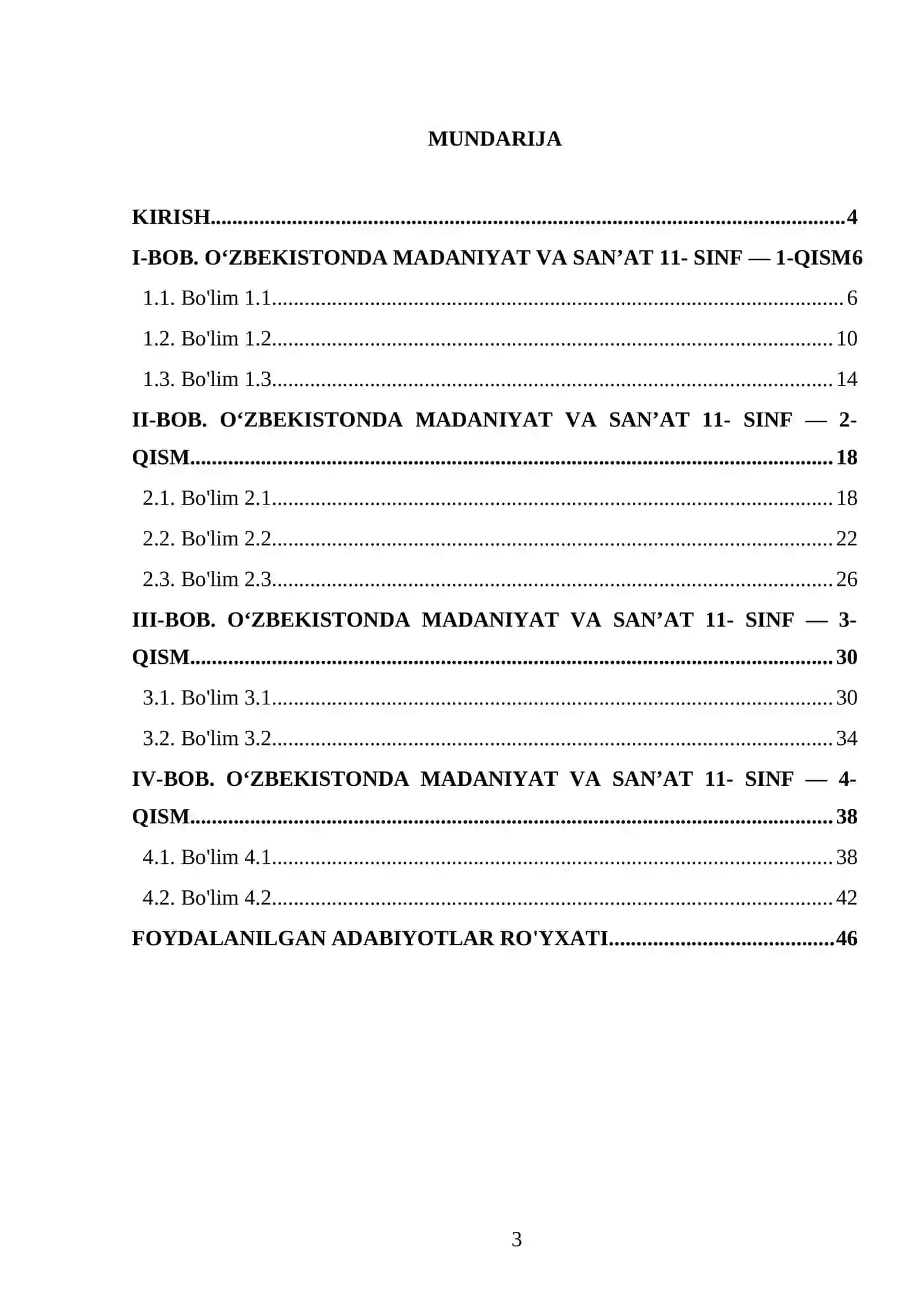 O‘ZBEKISTONDA MADANIYAT VA SAN’AT 11- SINF 3