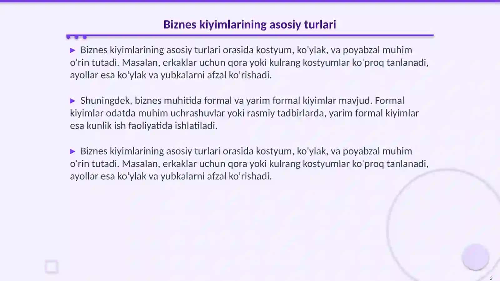 Biznes kiyimlarining asosiy turlari 3