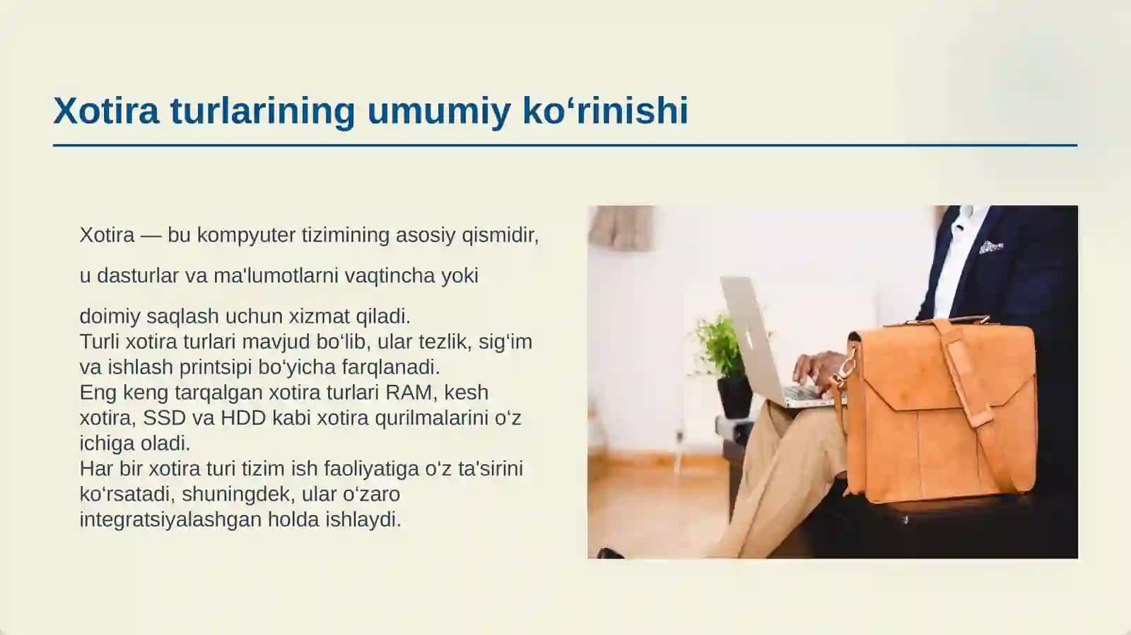 XOTIRA TURLARINING ISHLASH TEZLIGINI TAQQOSLASH 3