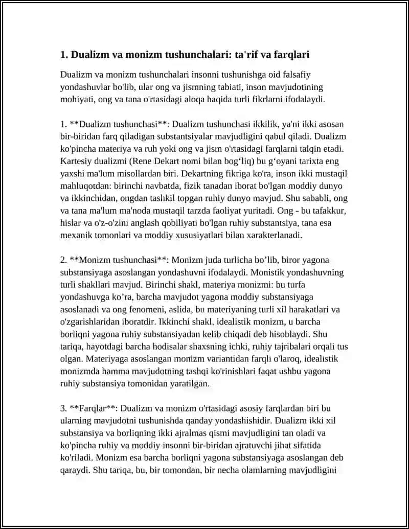 Dualizm va Monizm Tushunchalari 3