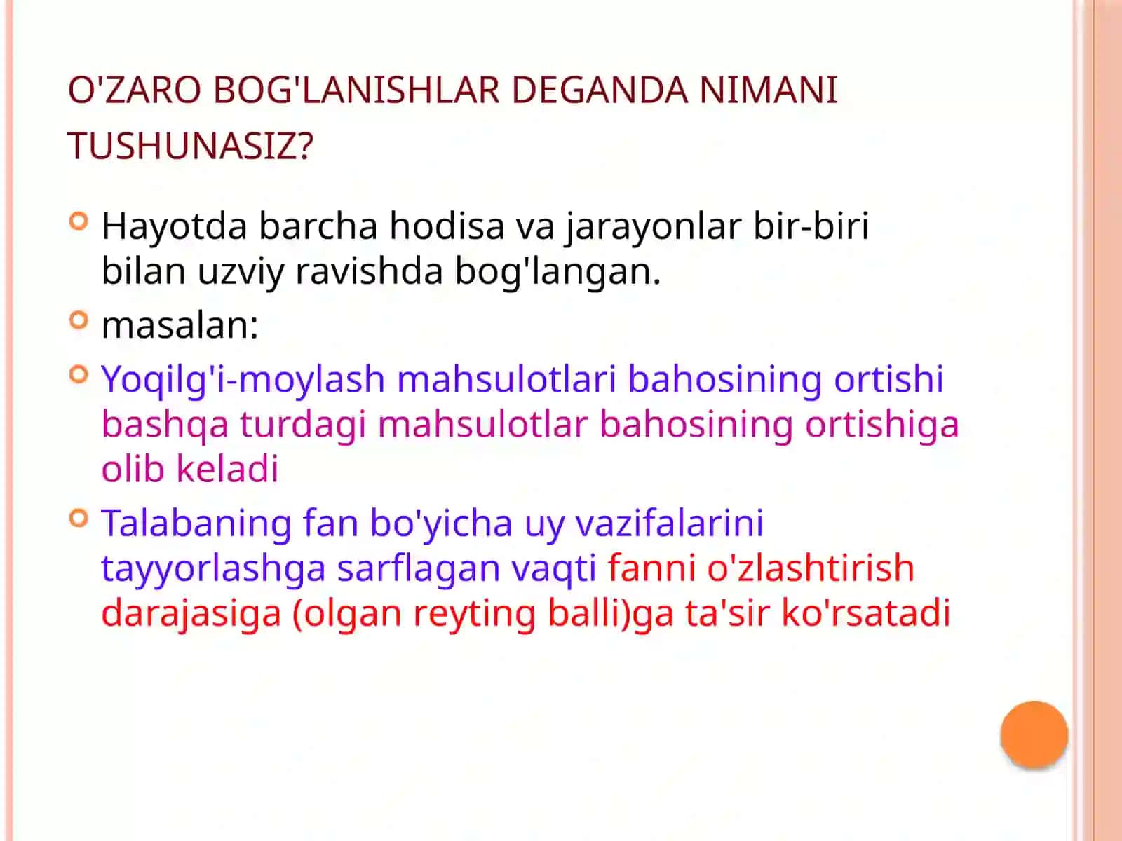 O’zaro bog’lanishlarni statistikada o’rganish 3