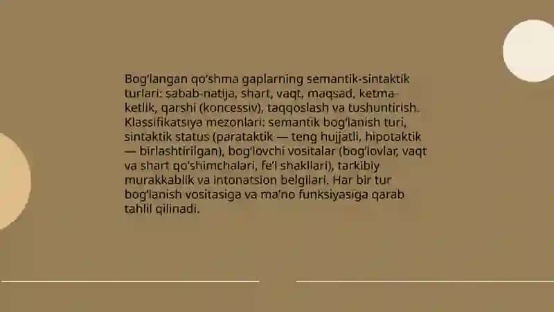 Bogʻlangan qoʻshma gaplarning semantik -sentaktik xususiyatlari 3