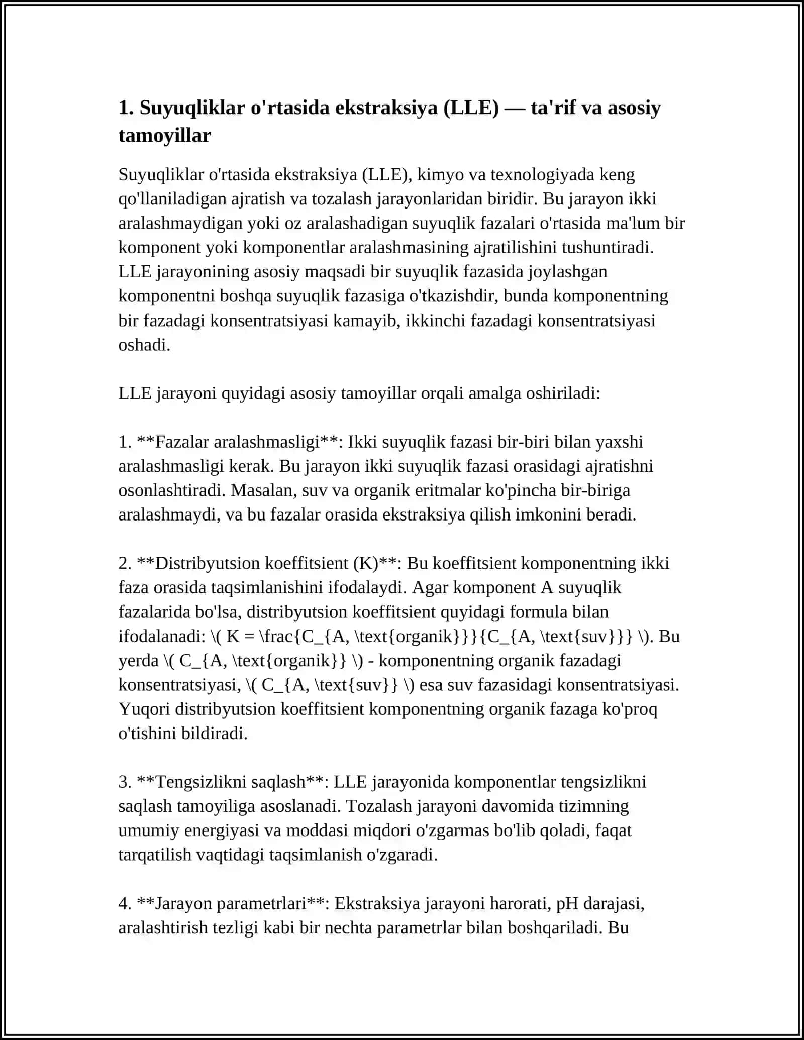 Suyuqliklar o'rtasida ekstraksiya (LLE) 3