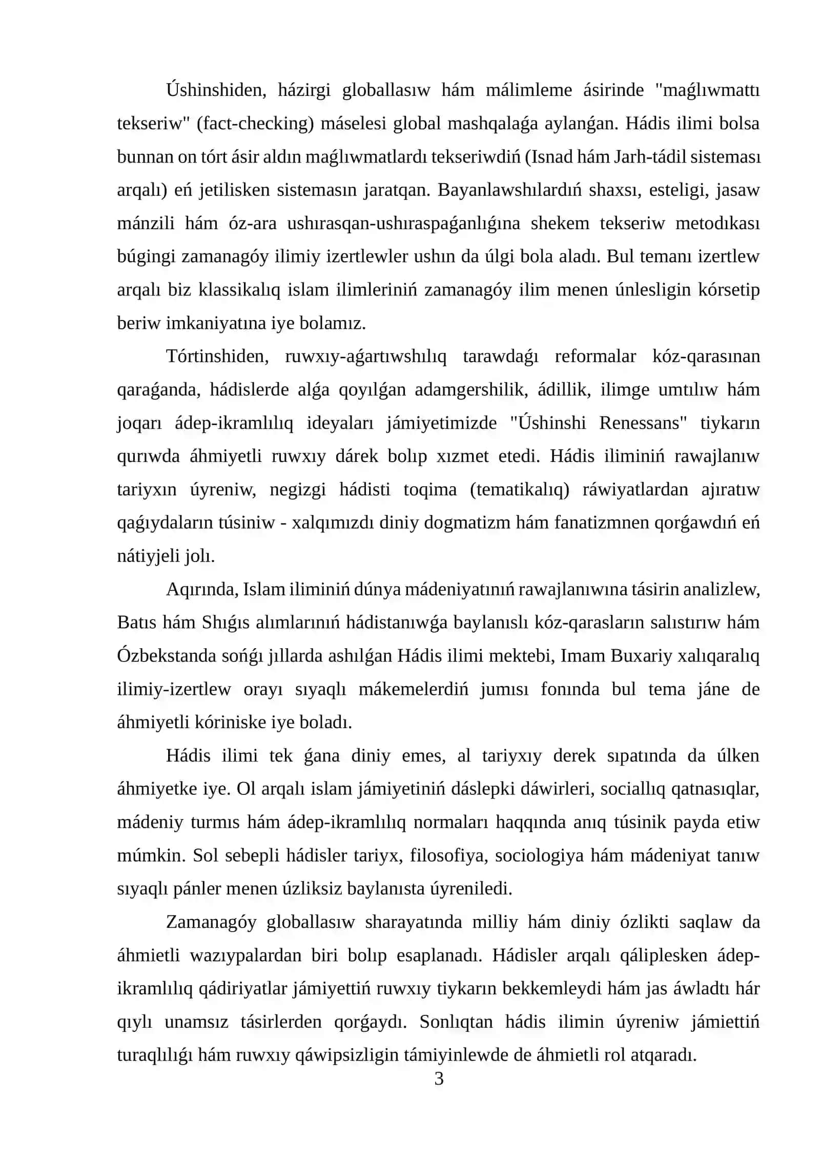 HADIS ILIMINIŃ PAYDA BOLIWINIŃ TEORIYALIQ TIYKARLARI 3