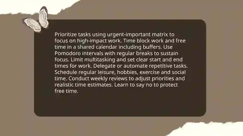 Work and free time balance 3