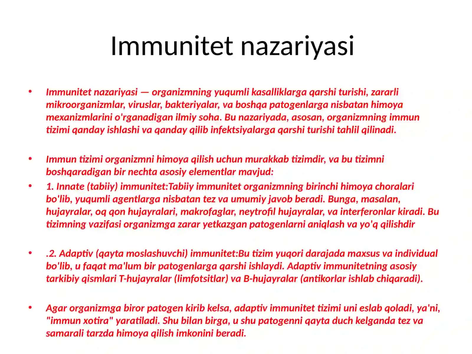 Immunitet nazariyasi 3