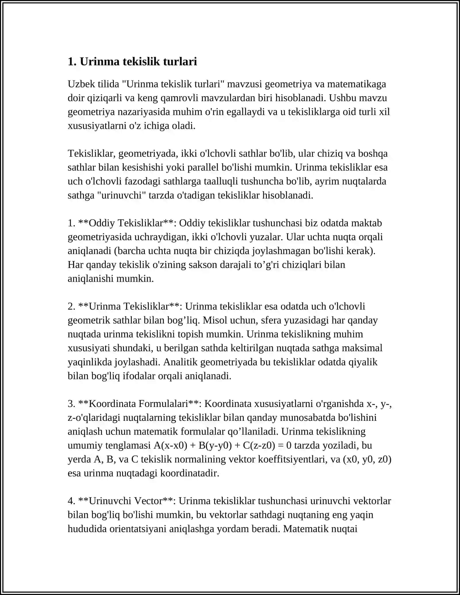 2-TARTIBLI SIRTLARNING URINMA TEKISLIGI 3