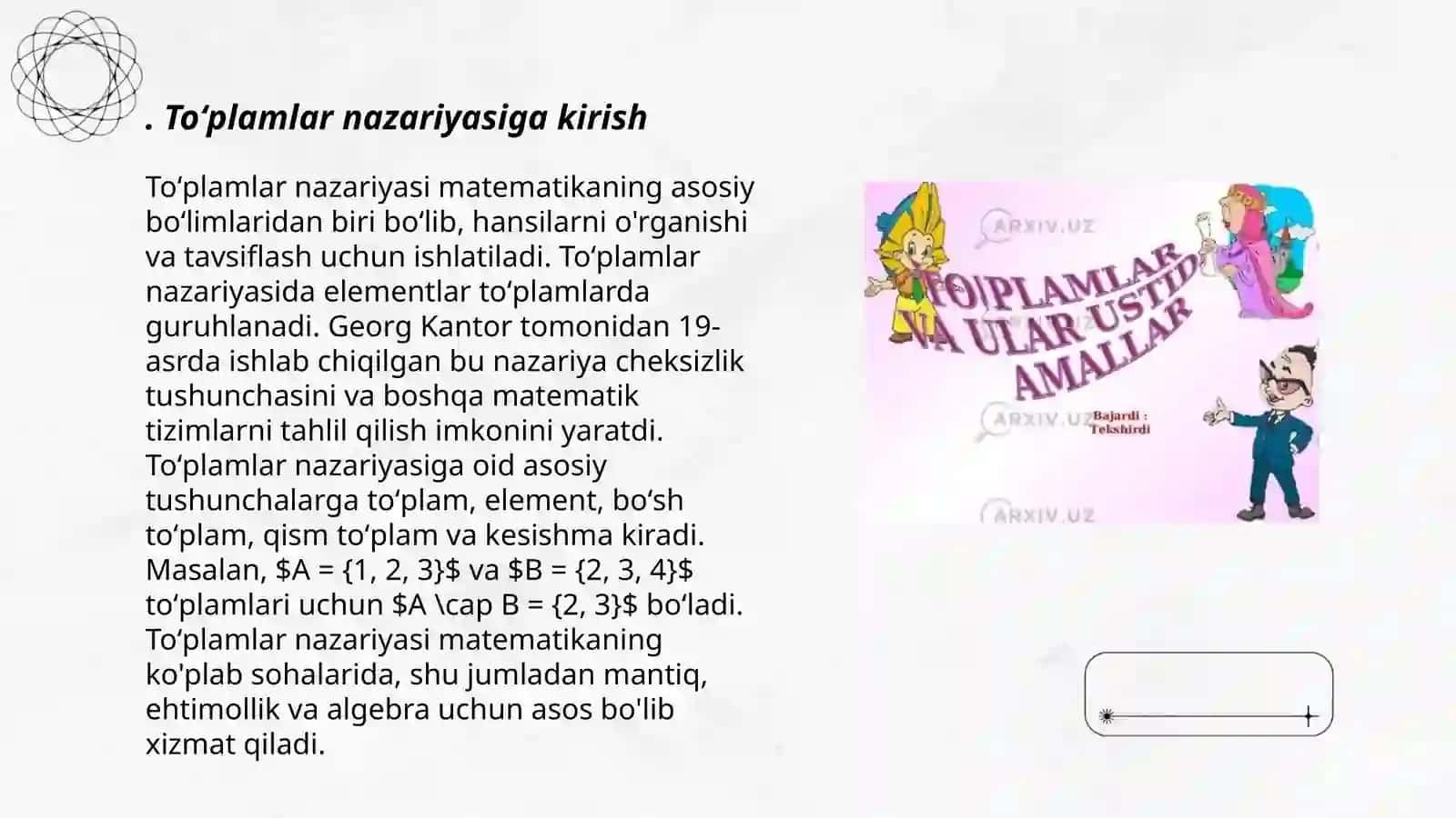 Toʻplamlar nazariyasi 3