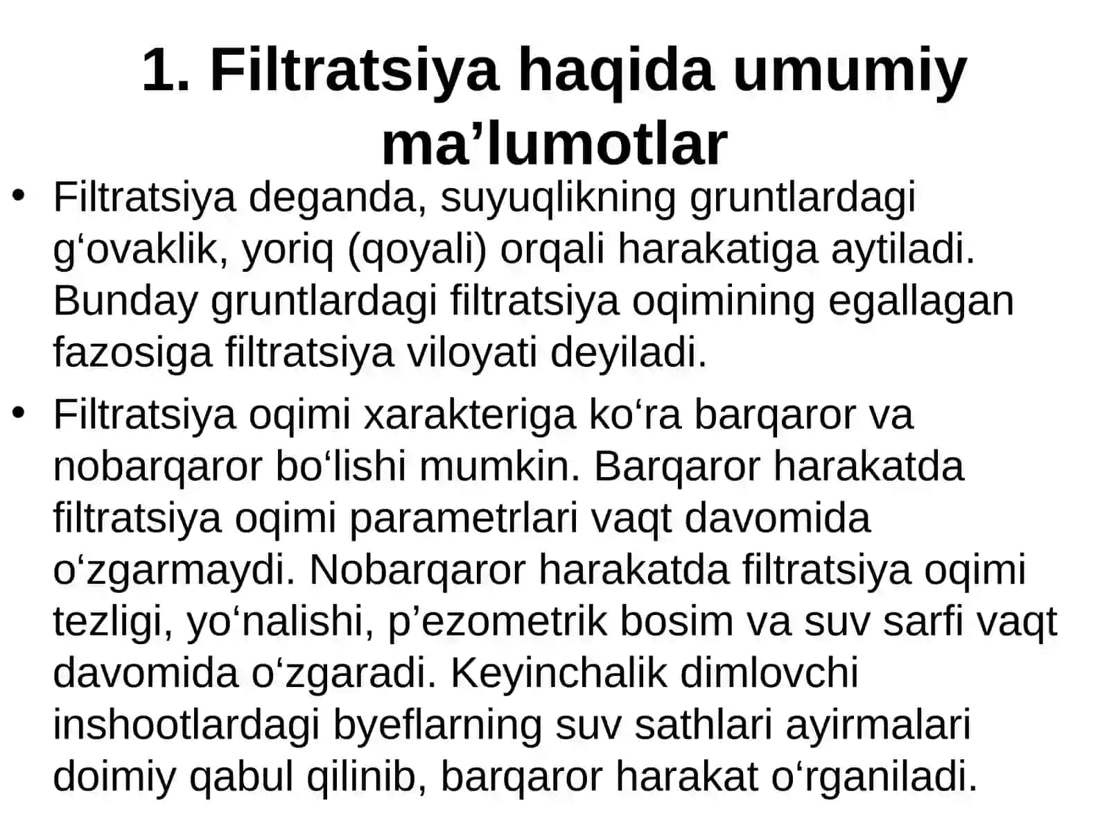 Gidrotexnika inshootlari ostidagi filtratsiya 3