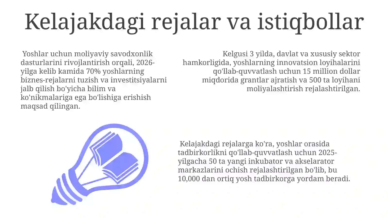 Kelajakdagi rejalar va istiqbollar 3