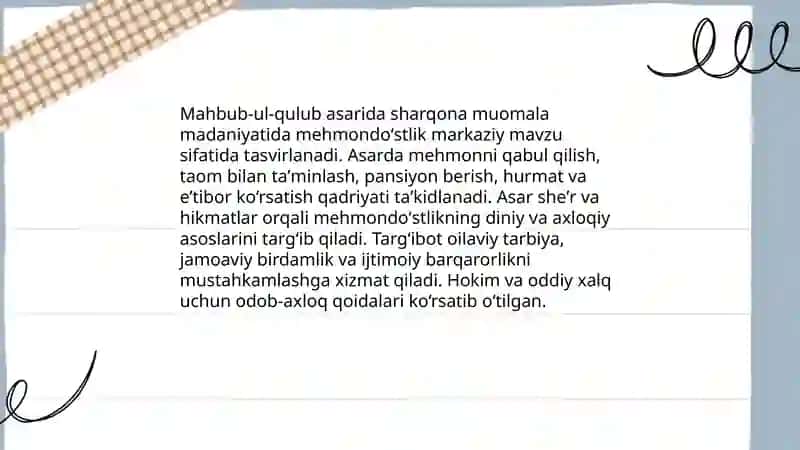 Mahbub-ul-qulub asarida sharqona muomila madaniyati 3