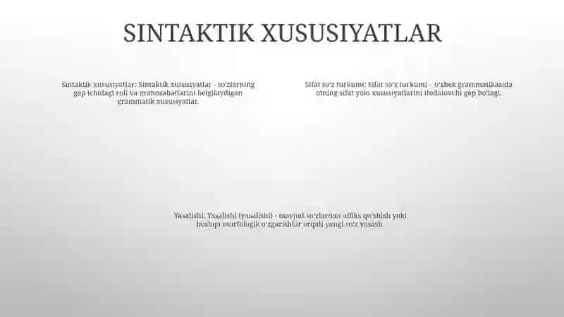 O‘zbek tilining morfologik xususiyatlari 3