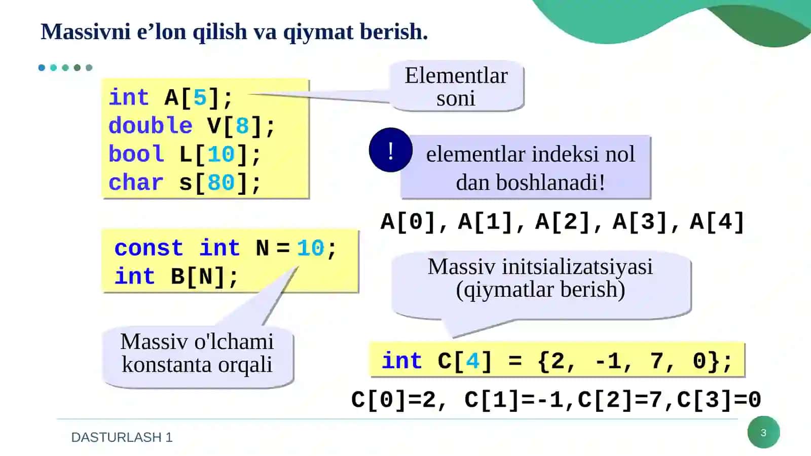 Ikki o’lchovli massivlar 3
