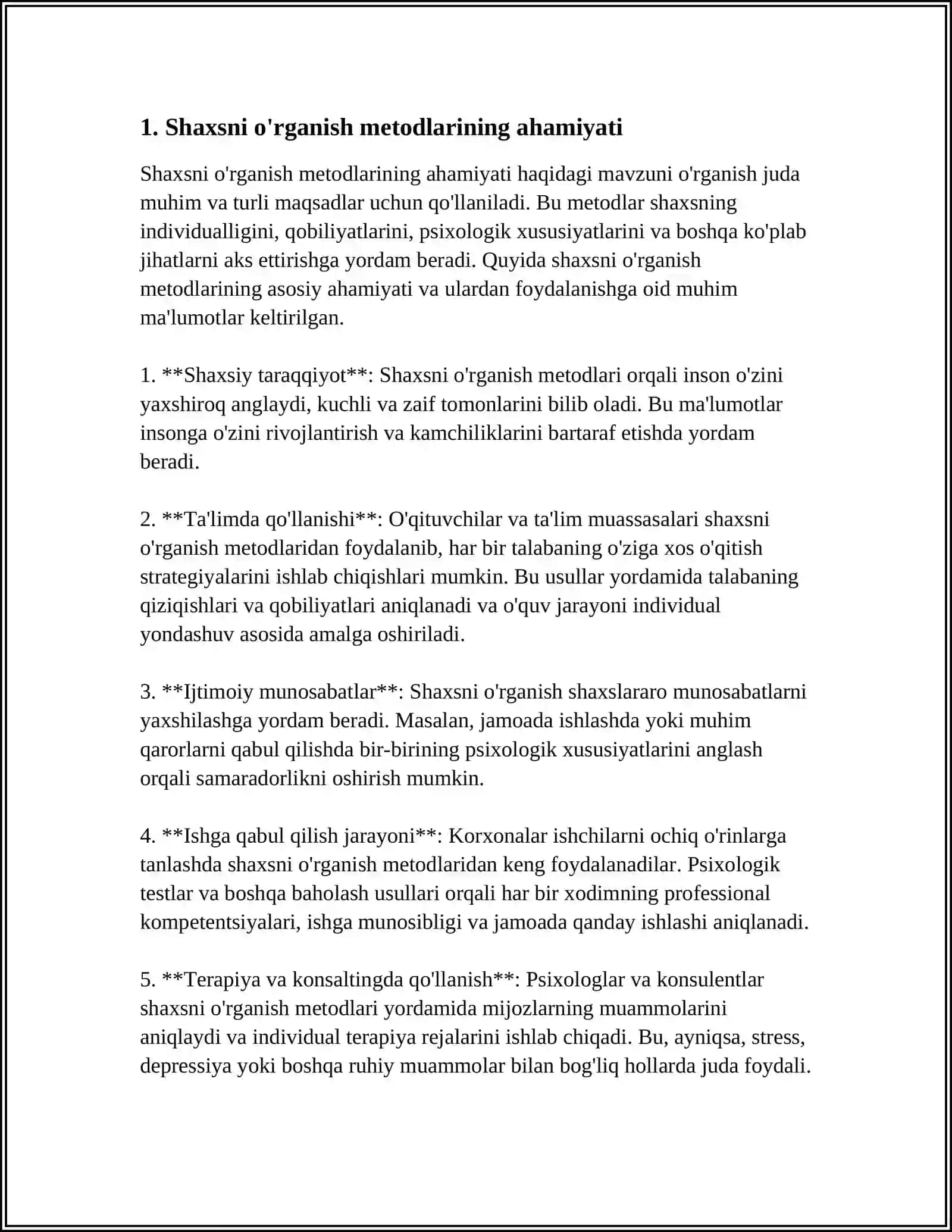 SHAXSNI OʼRGANISH METODLAR 3