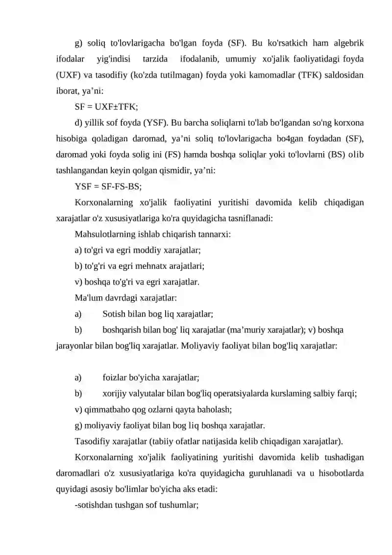 Kichik biznes va tadbirkorlikning moliyaviy faoliyatini ifodalovchi ко’rsatkichlar 3