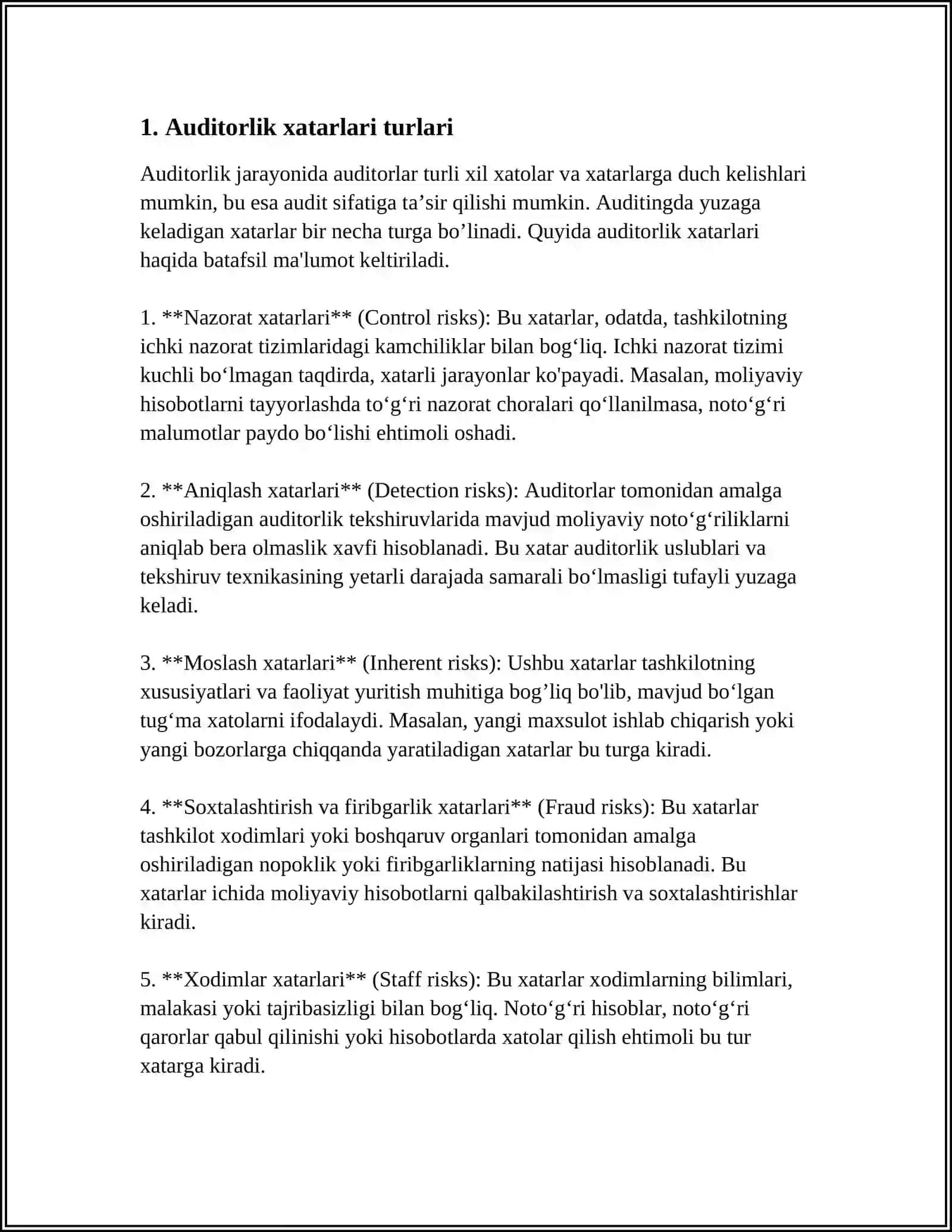 AUDITORLIK RISKI TUSHUNCHASI 3