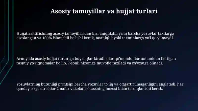 Armiyada ish yuritishning asosiy qoidalari 3