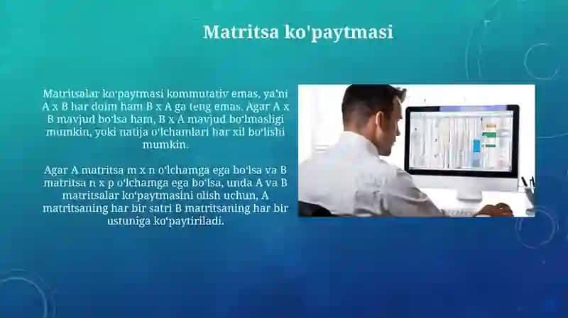 Matritsalar ustida amallarni bajarish 3