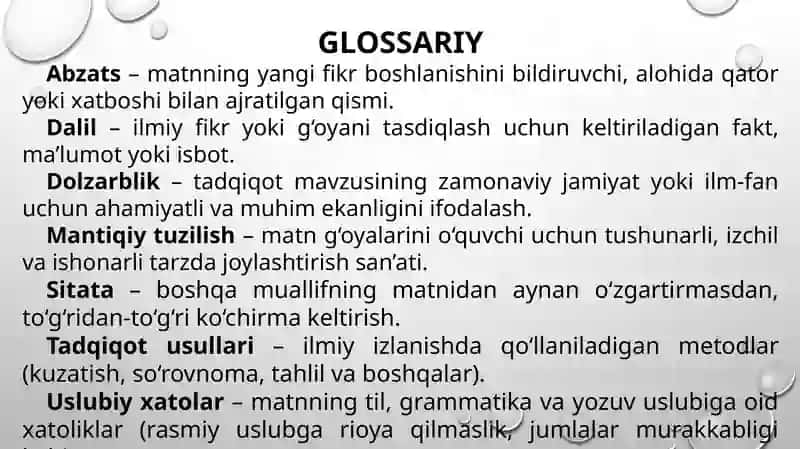 Akademik yozuvning mantiqiy tuzilishi 3