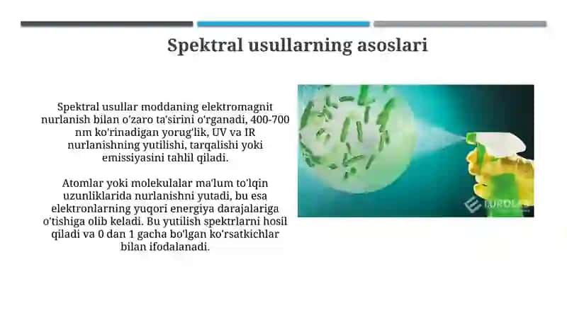 Asoslar va Toksik Moddalar Spektroskopiyasi 3