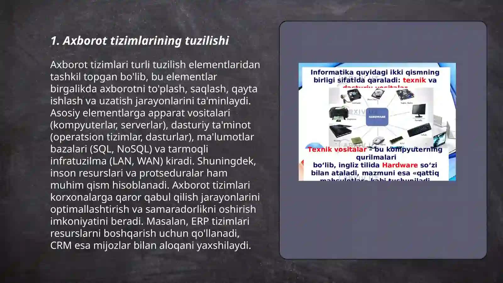 Axborot tizimlarning asosiy jarayonlari 3