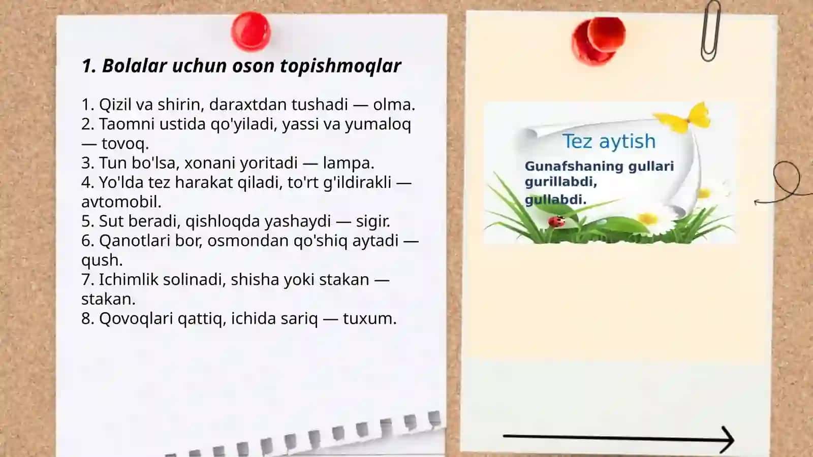 Topishmoqlar va tez aytishlar 3