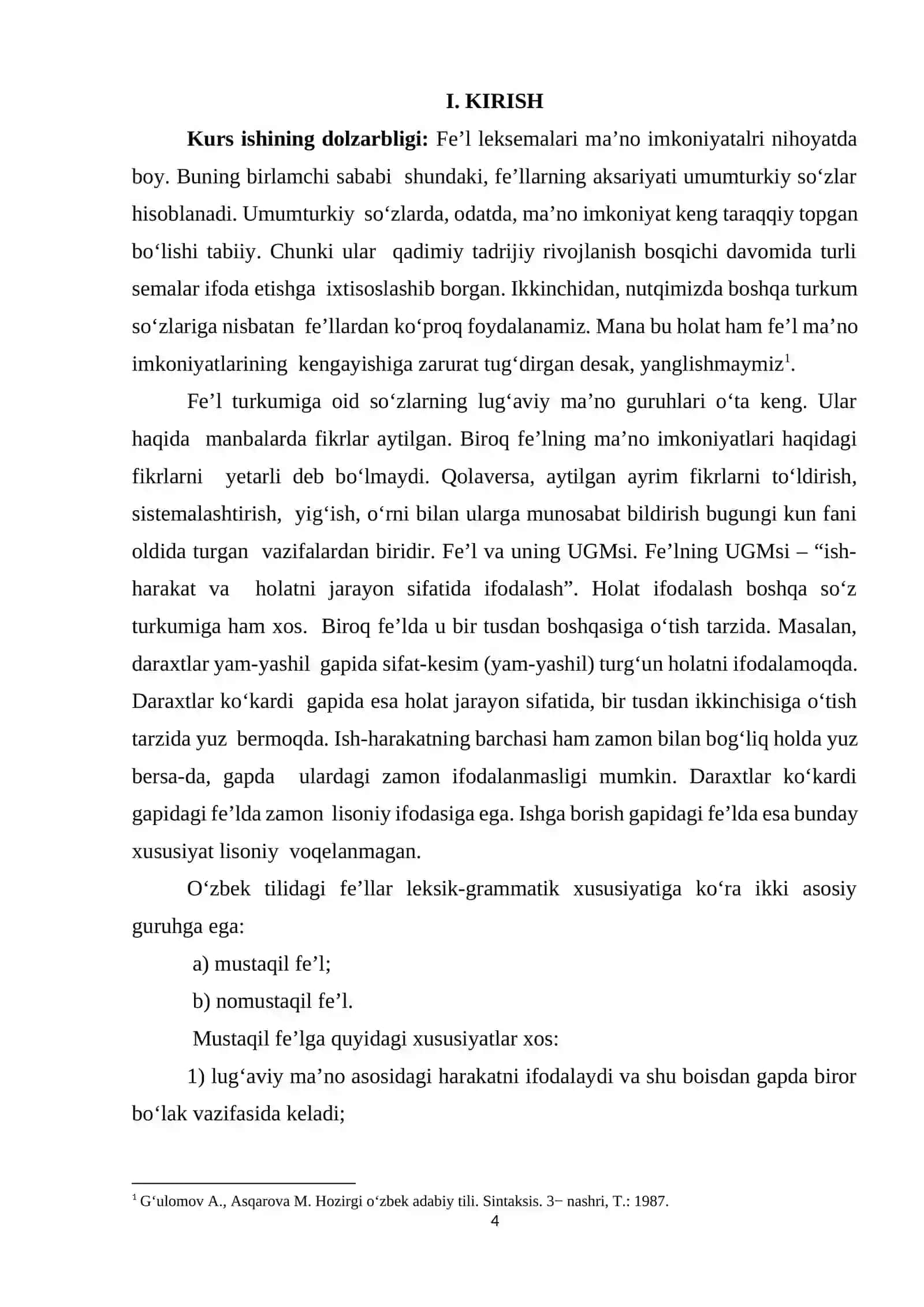 KURS ISHI: “FE’LNING FUNKSIONAL VA MODAL SHAKLLARI” 3
