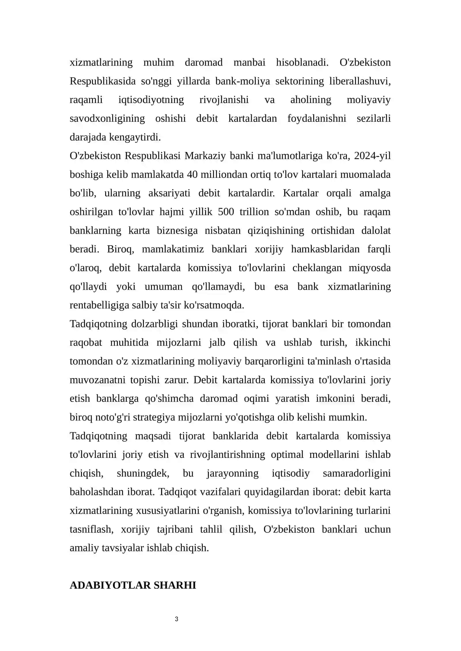 TIJORAT BANKLARIDA DEBIT KARTALARDA KOMISSIYAGA CHIQARISHNI RIVOJLANTIRISH 3