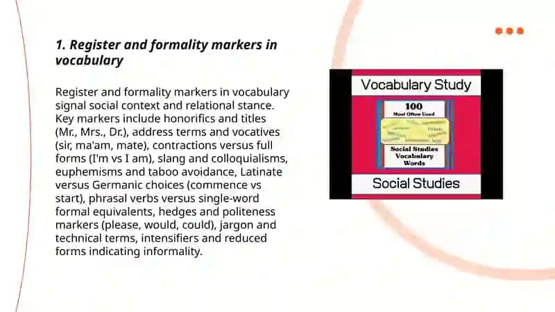 Register and Formality Markers in Vocabulary 3