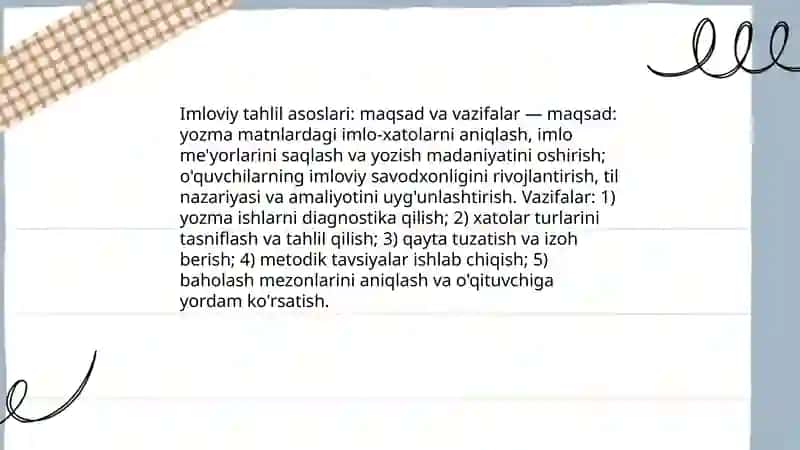 Imloviy Tahlil va Savodxonlik Referatlar 3