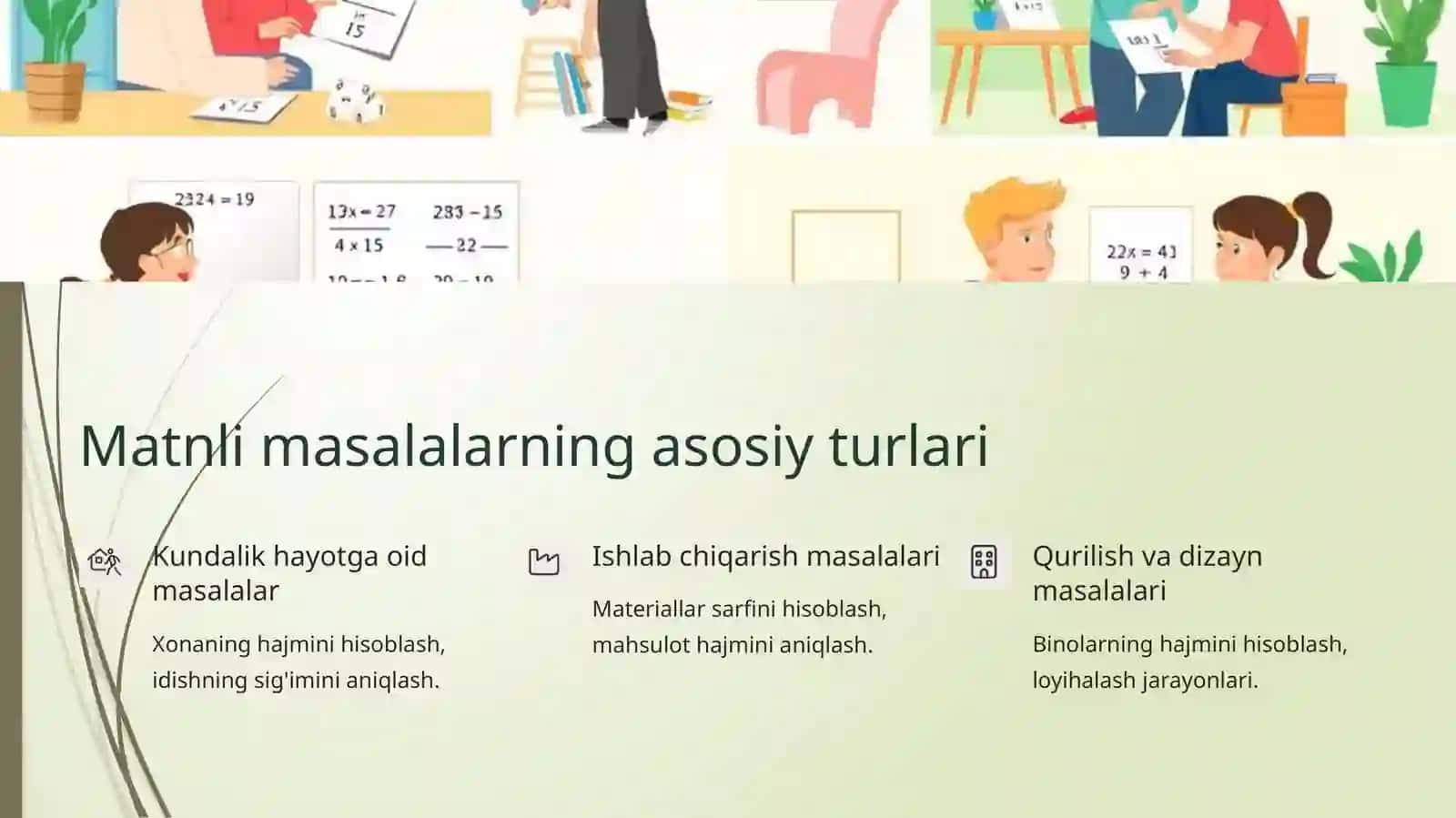 Hajmga doir matnli masalalar 3